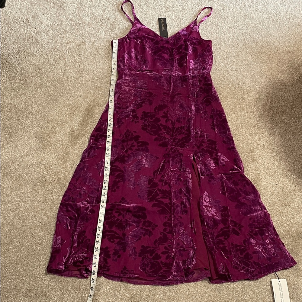 Yumi Kim Velvet Floral Slip Dress in Deep Berry NWT - Picture 5 of 6